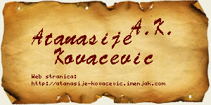 Atanasije Kovačević vizit kartica